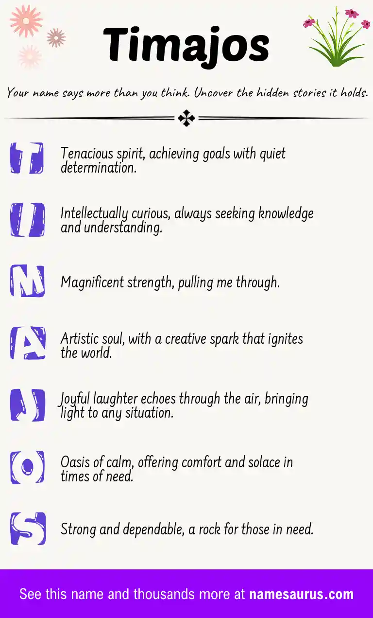 Acrostic poem about Timajos.