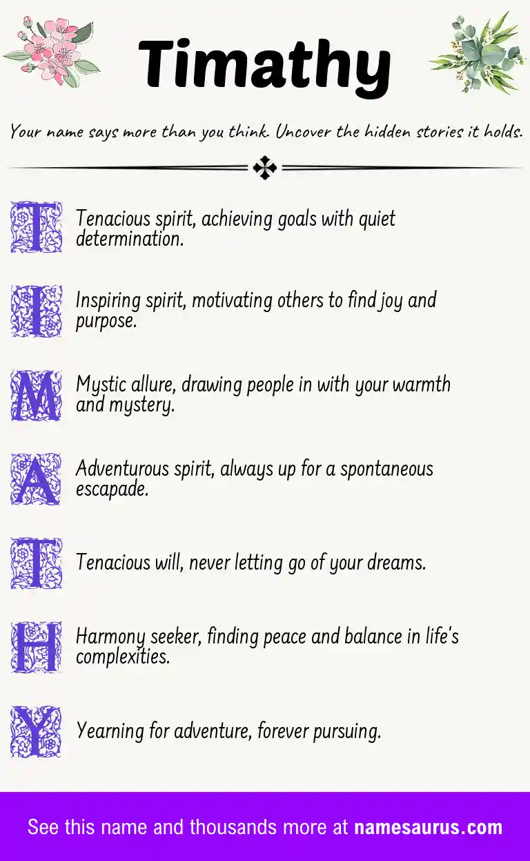 Acrostic poem about Timathy.