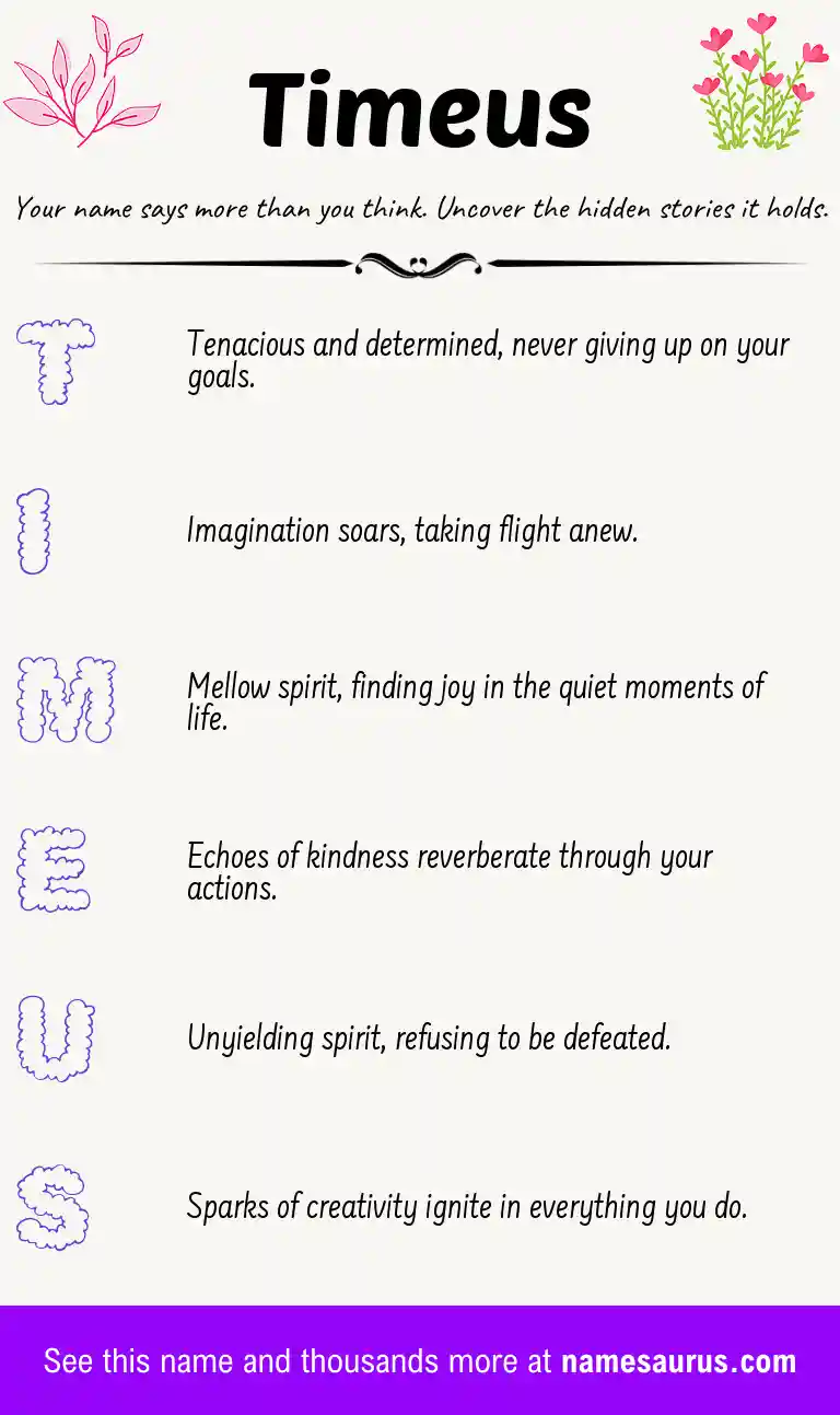 Acrostic poem about Timeus.