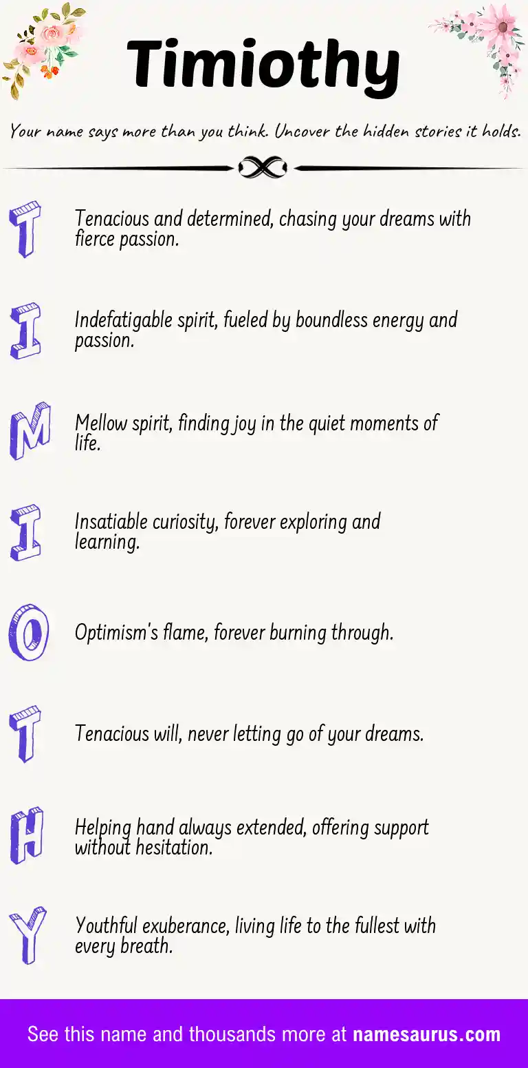 Acrostic poem about Timiothy.