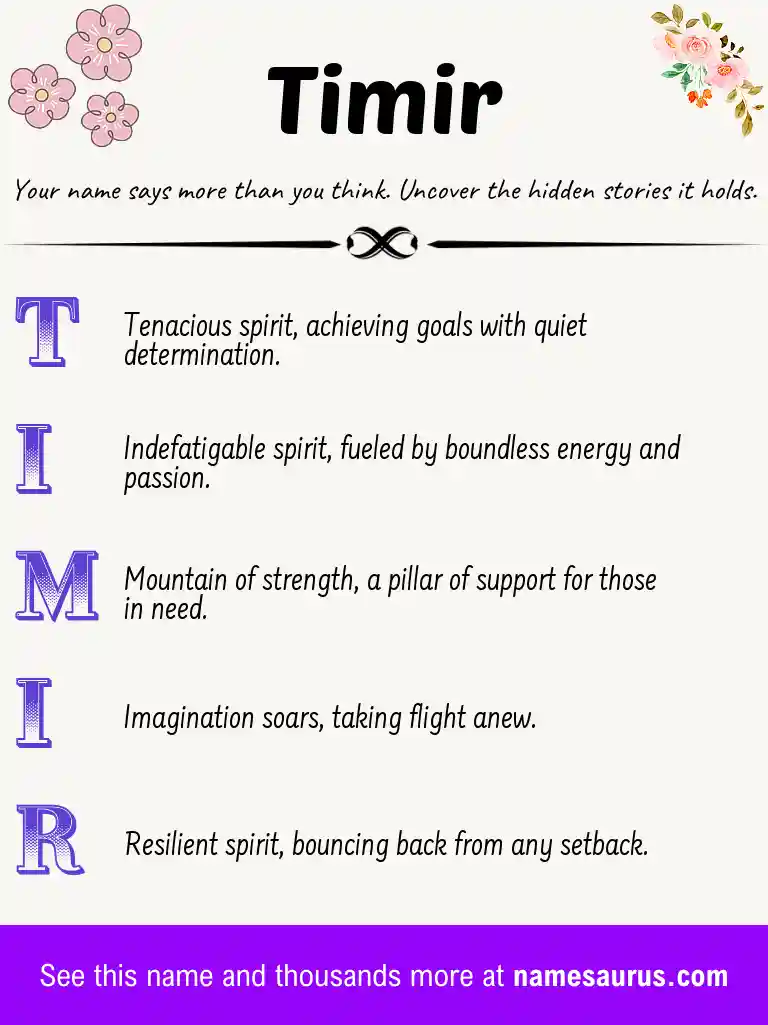 Acrostic poem about Timir.