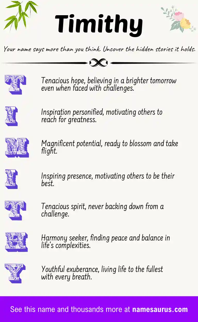 Acrostic poem about Timithy.