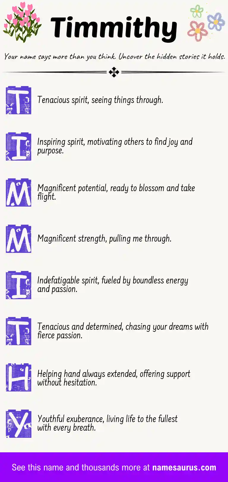 Acrostic poem about Timmithy.