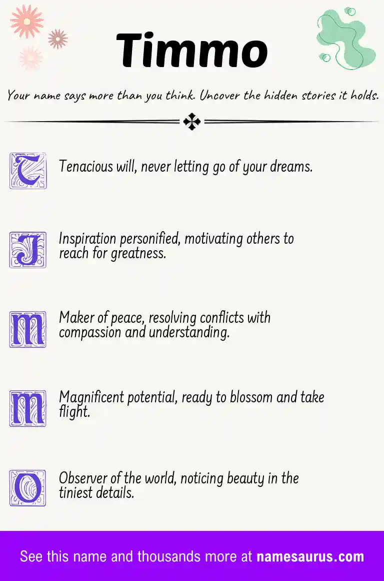 Acrostic poem about Timmo.