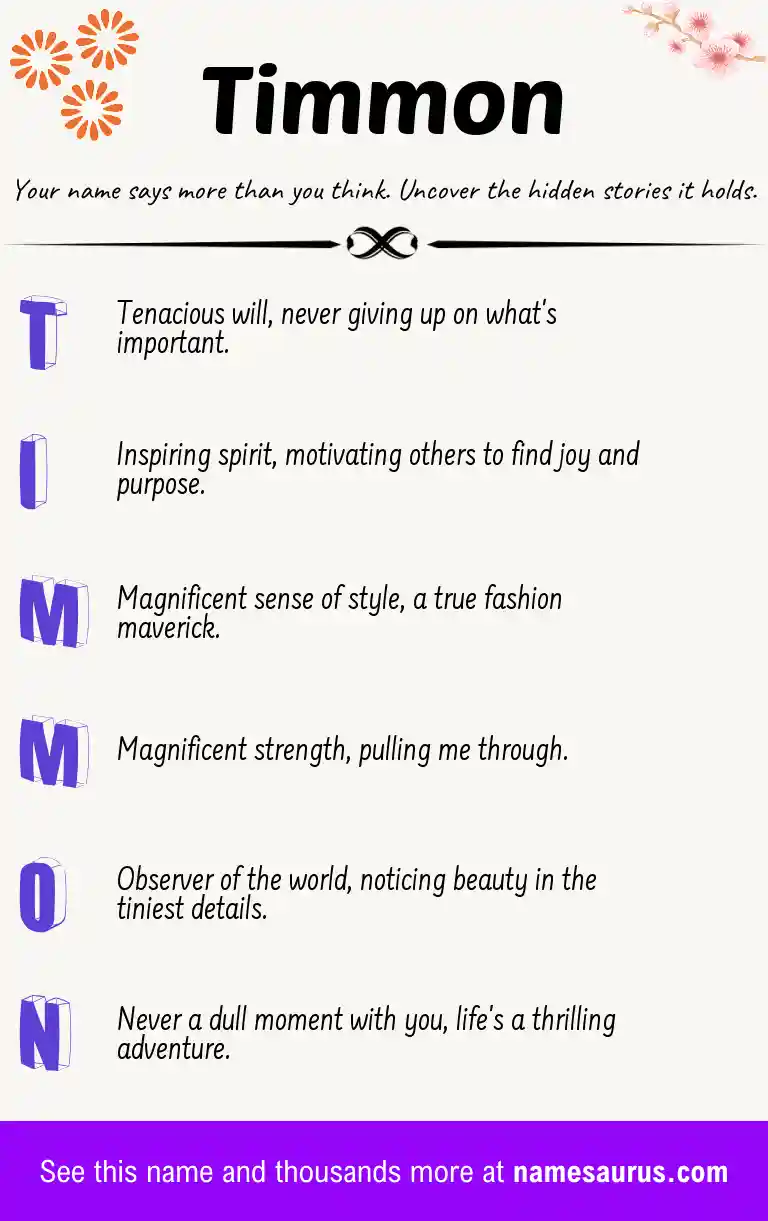 Acrostic poem about Timmon.