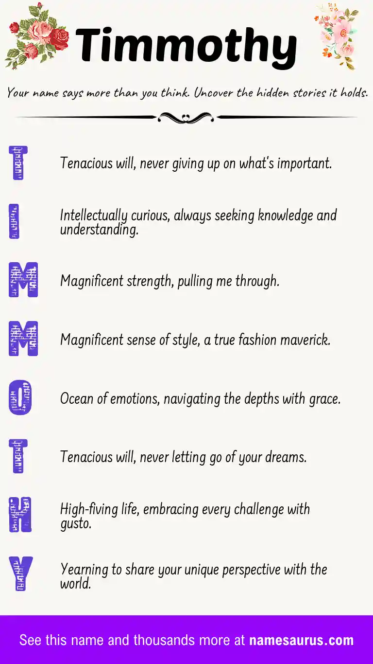 Acrostic poem about Timmothy.