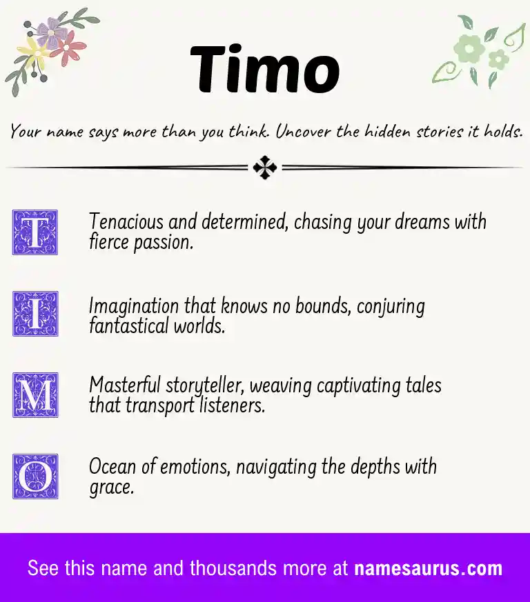 Acrostic poem about Timo.