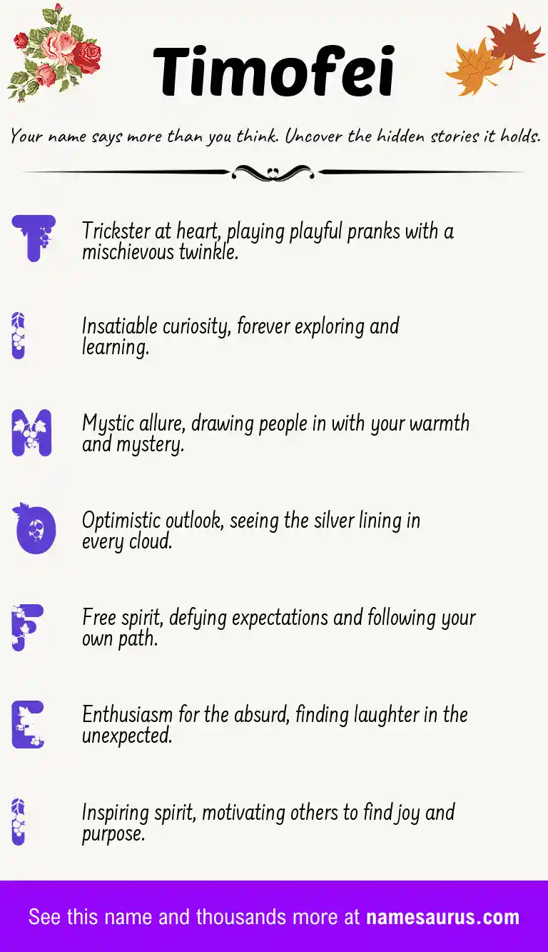 Acrostic poem about Timofei.