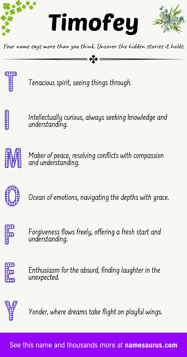 Acrostic poem about Timofey.