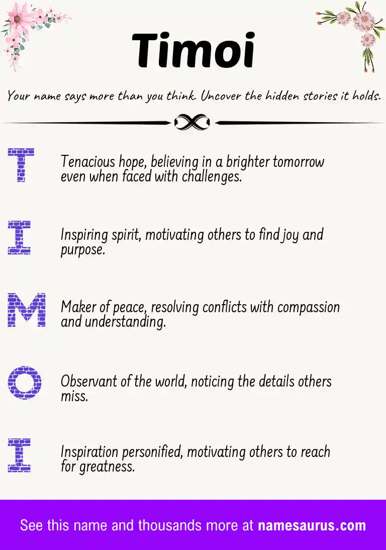 Acrostic poem about Timoi.