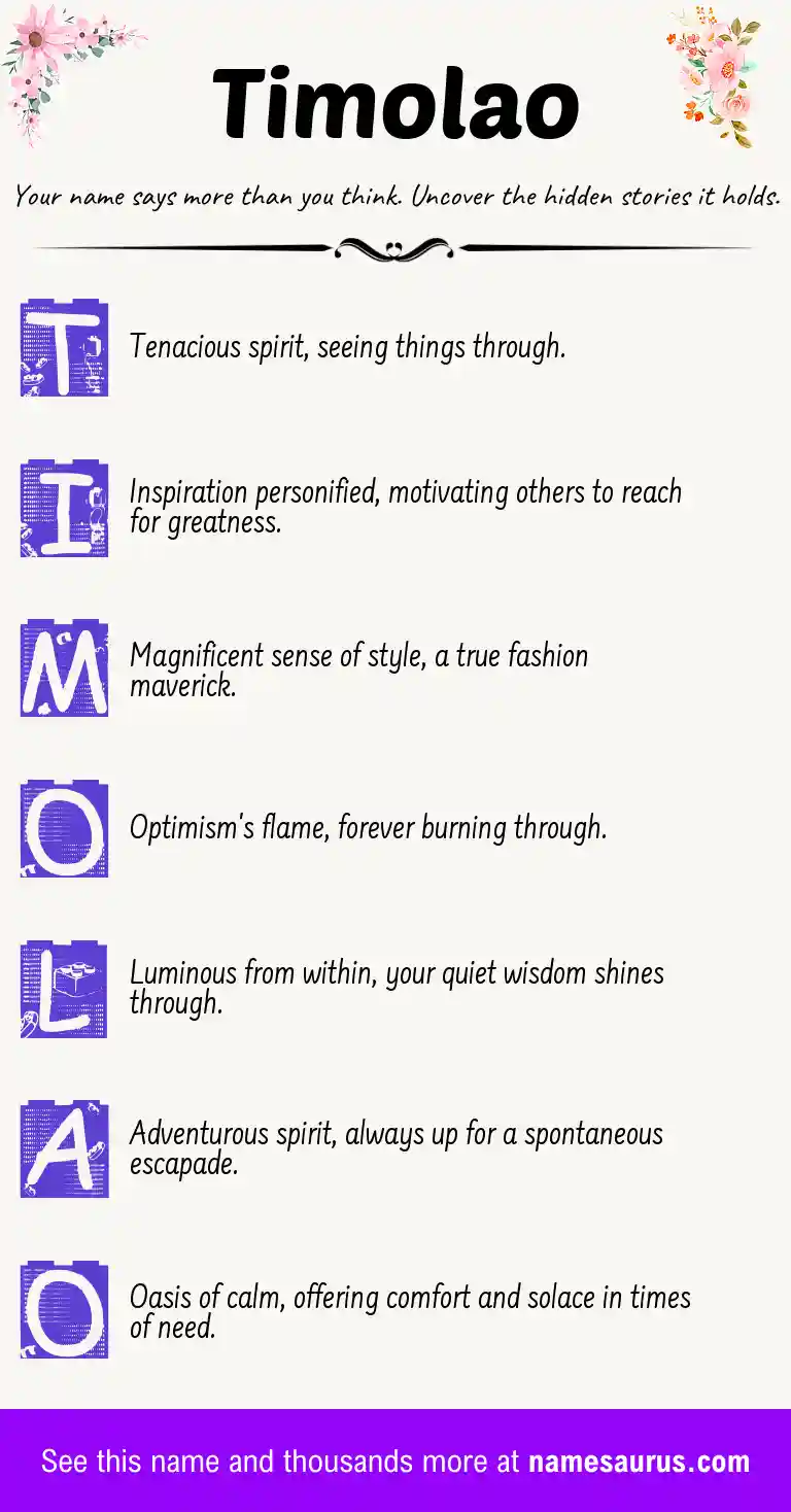 Acrostic poem about Timolao.