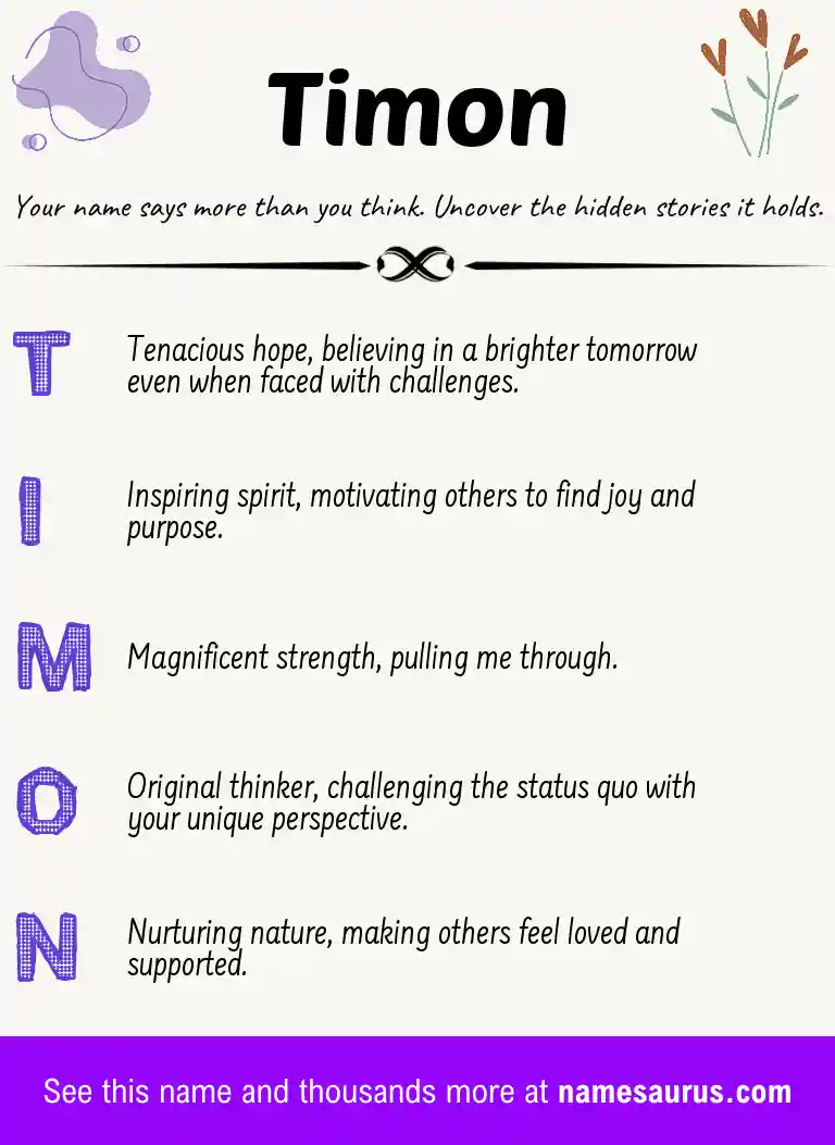 Acrostic poem about Timon.
