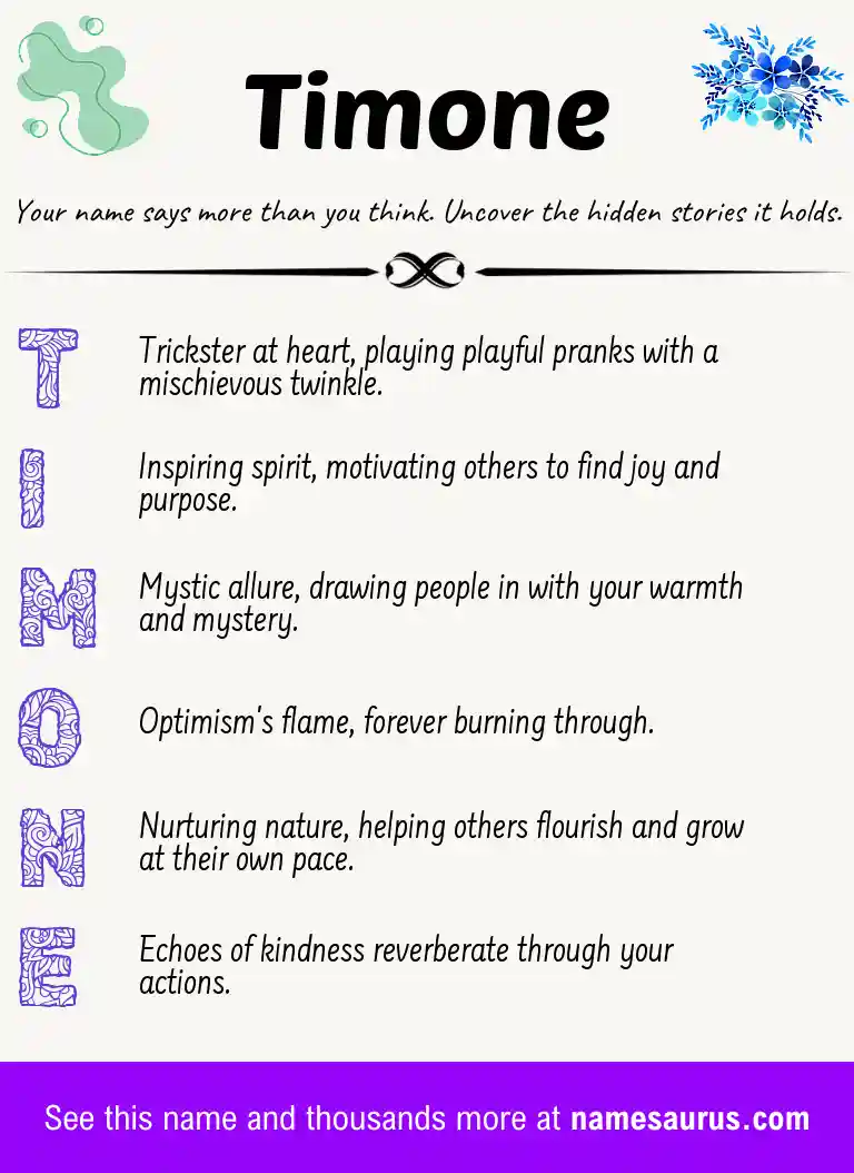 Acrostic poem about Timone.