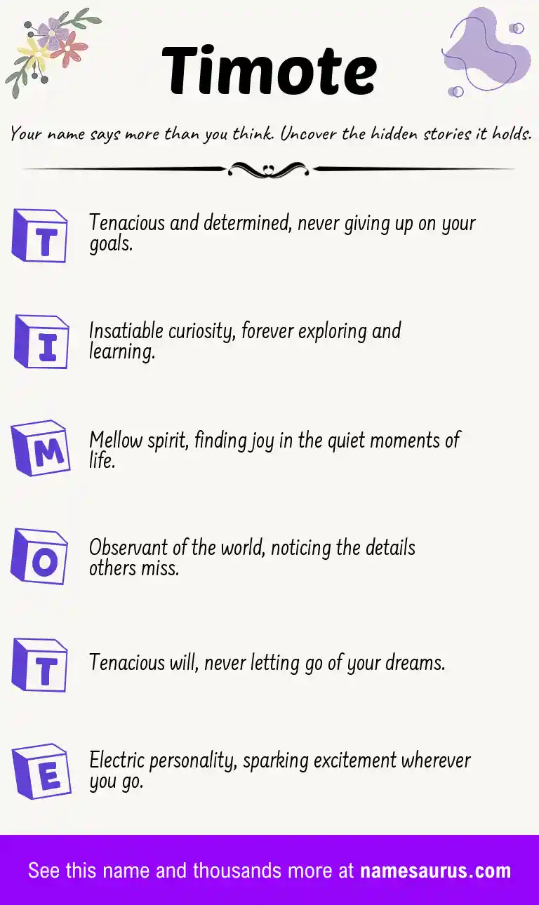 Acrostic poem about Timote.