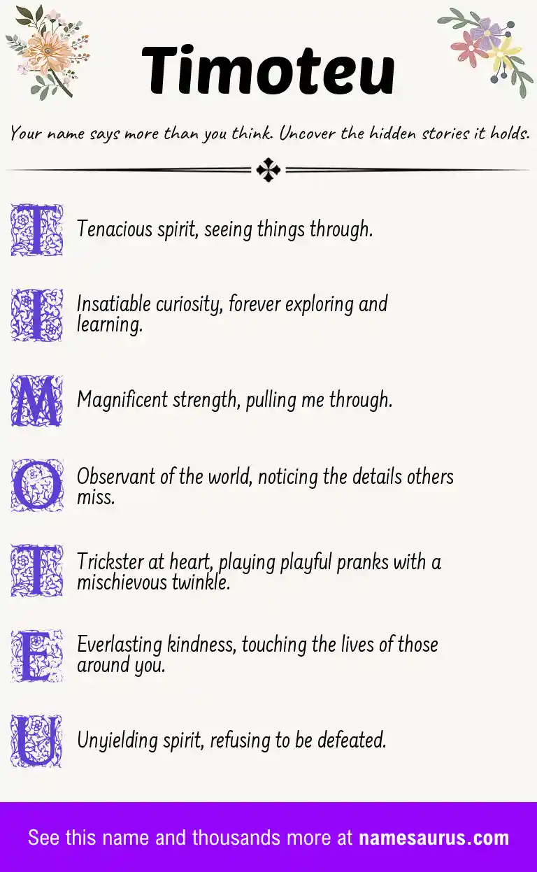 Acrostic poem about Timoteu.