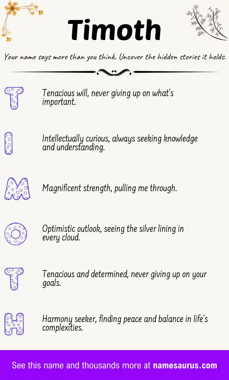 Acrostic poem about Timoth.