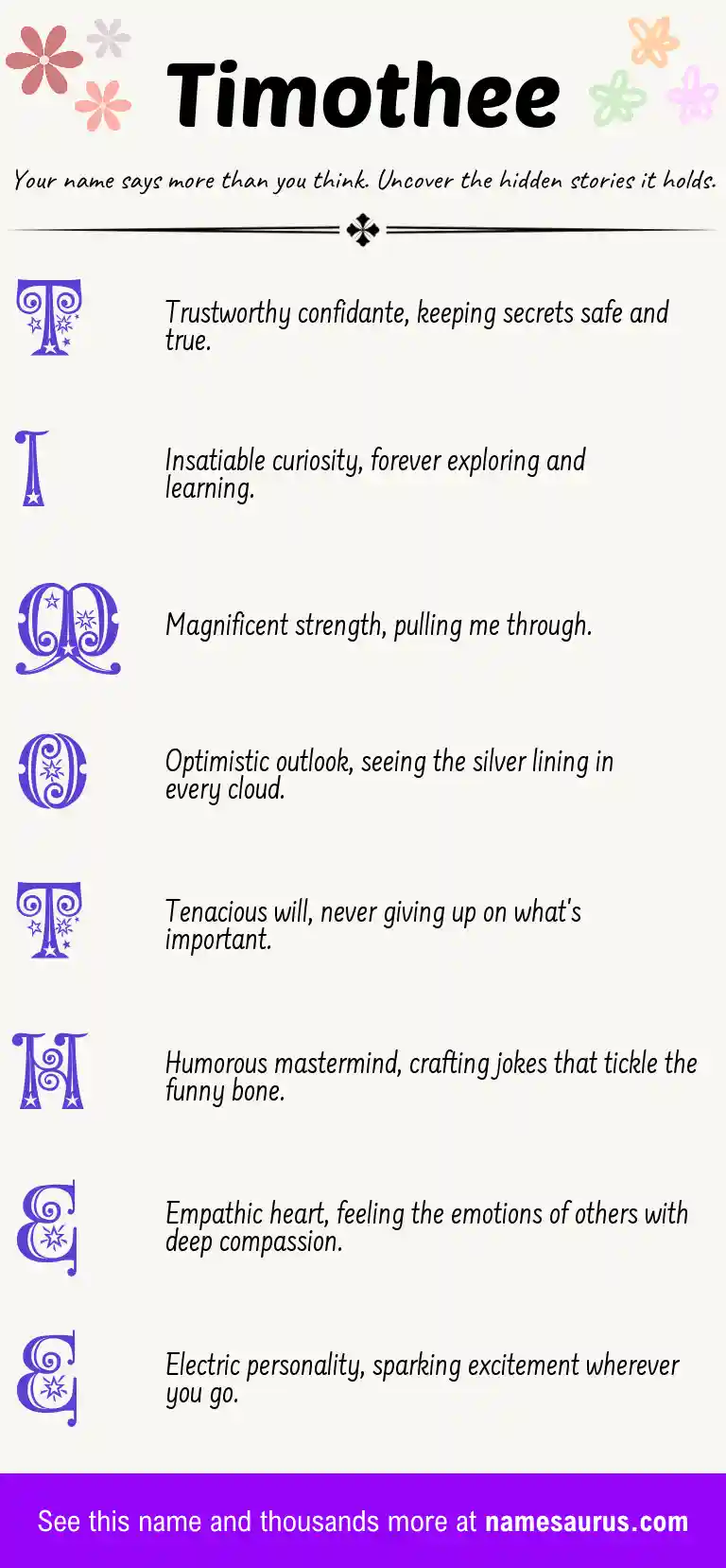 Acrostic poem about Timothee.