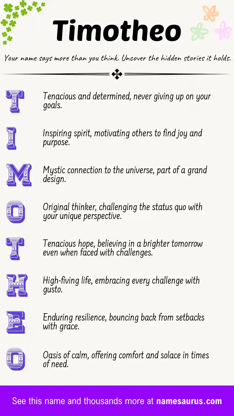 Acrostic poem about Timotheo.