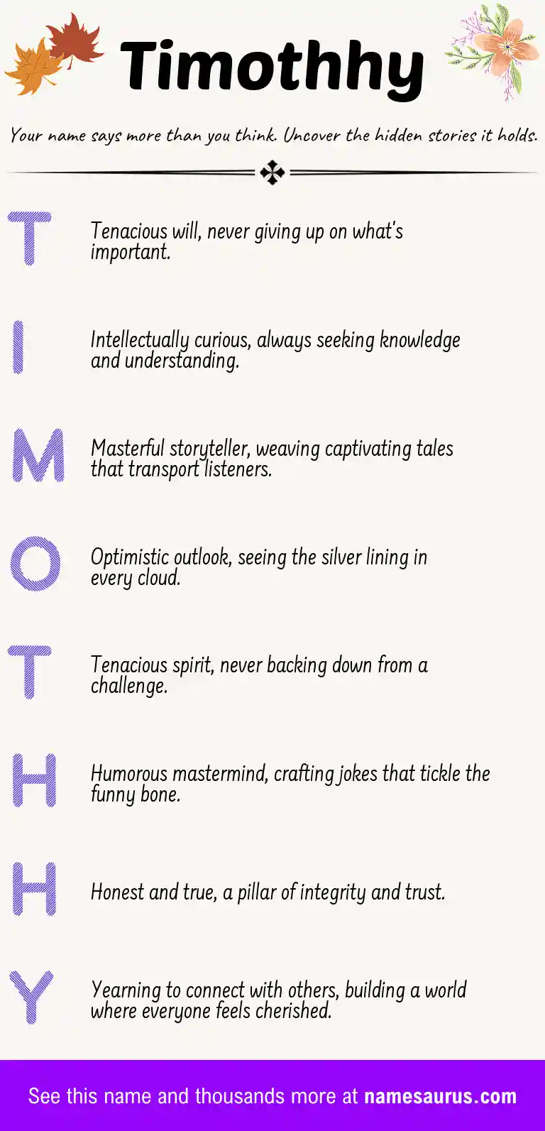 Acrostic poem about Timothhy.
