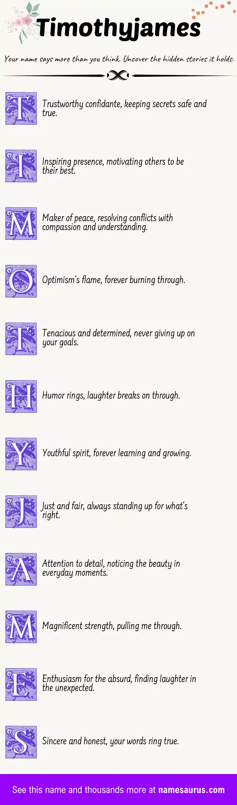 Acrostic poem about Timothyjames.