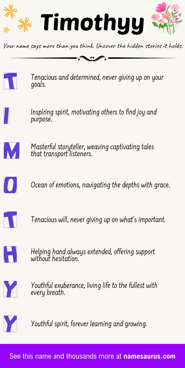 Acrostic poem about Timothyy.