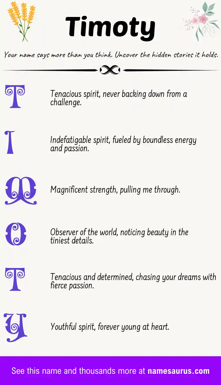 Acrostic poem about Timoty.