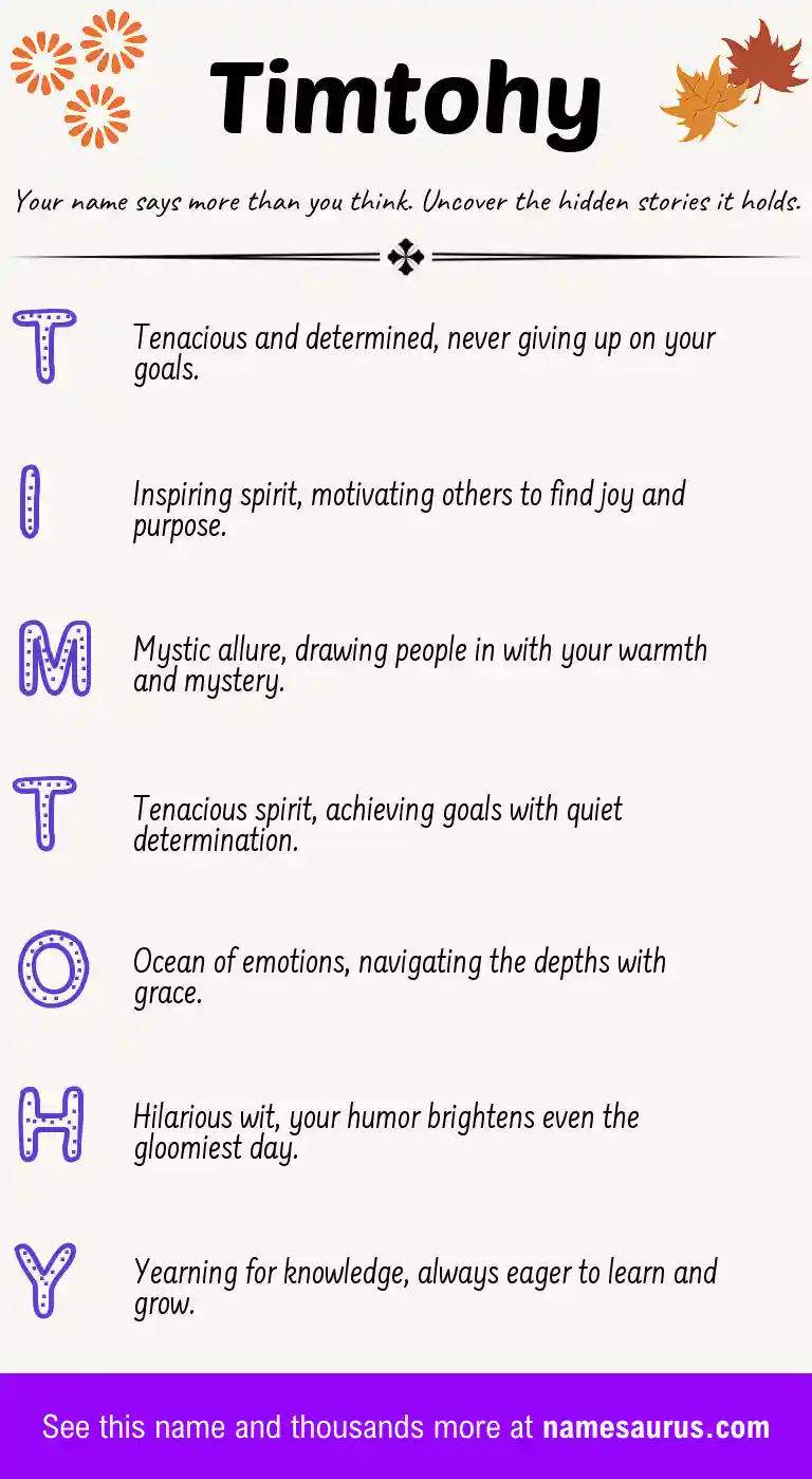 Acrostic poem about Timtohy.