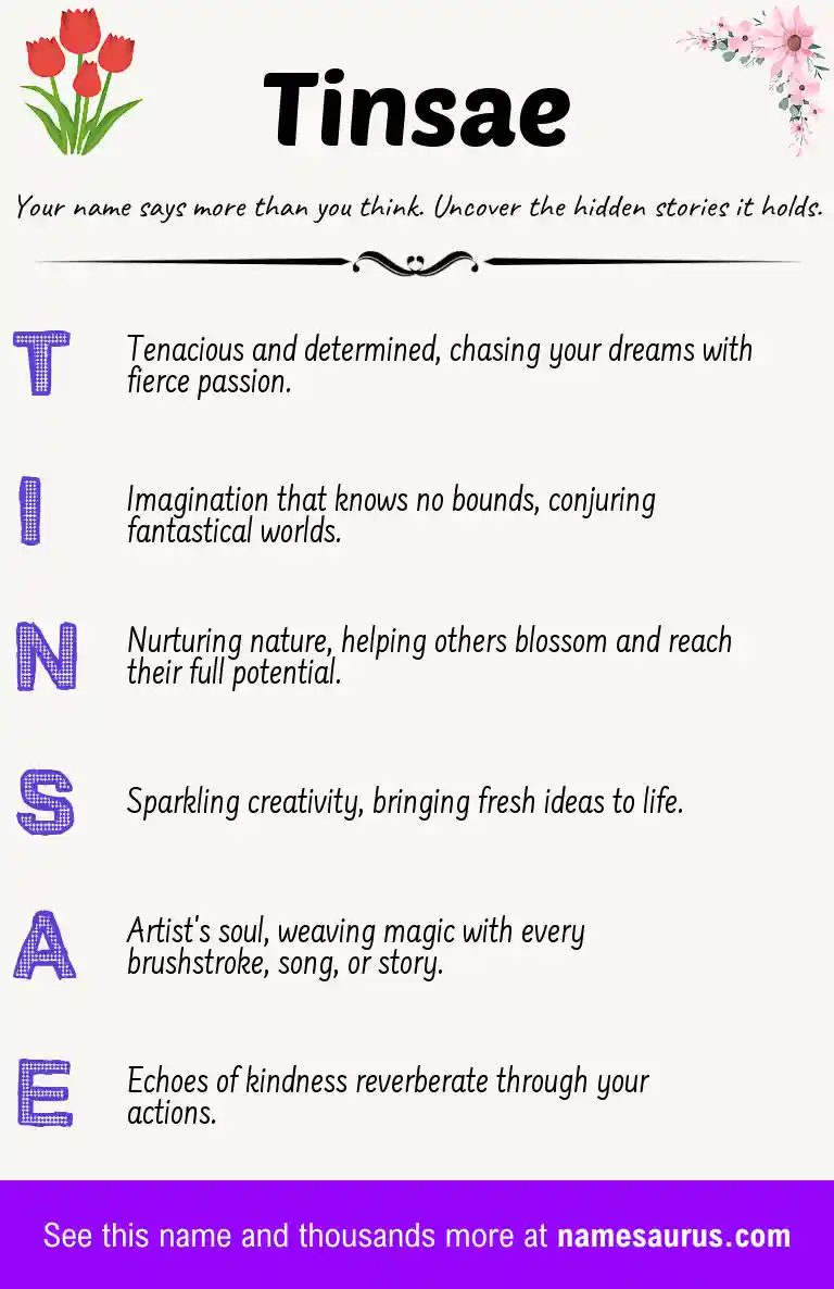 Acrostic poem about Tinsae.