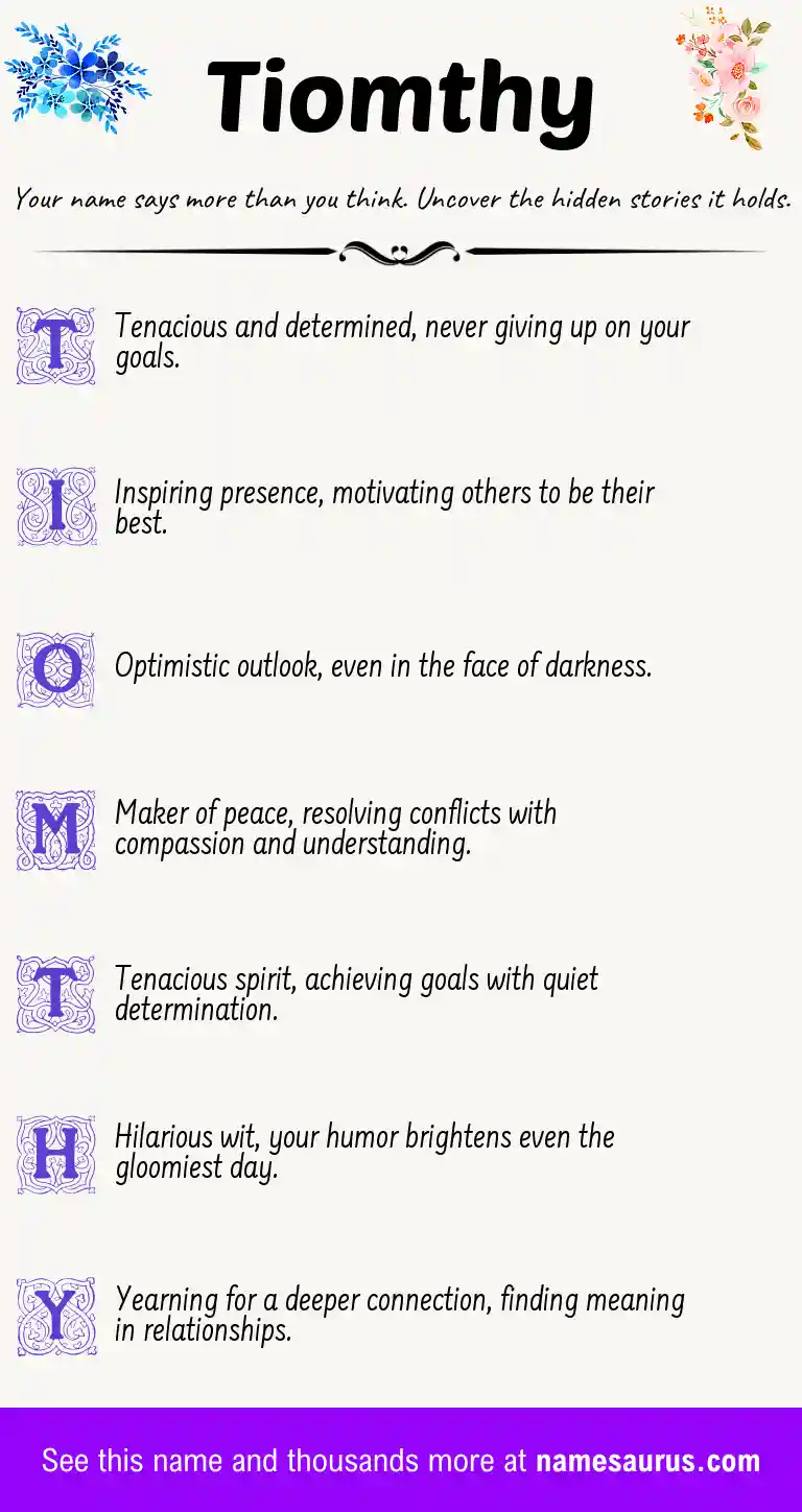 Acrostic poem about Tiomthy.