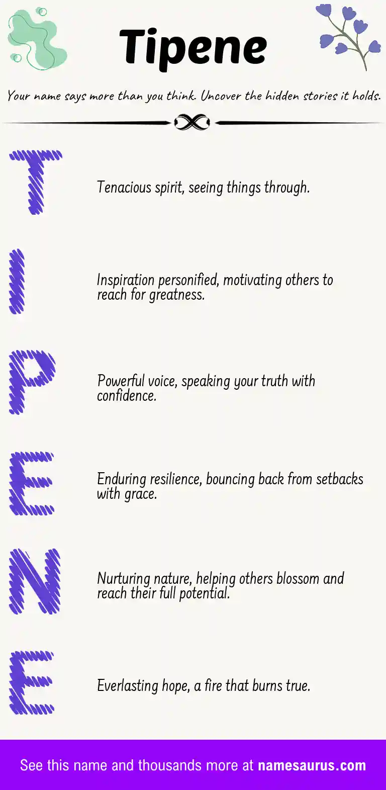 Acrostic poem about Tipene.