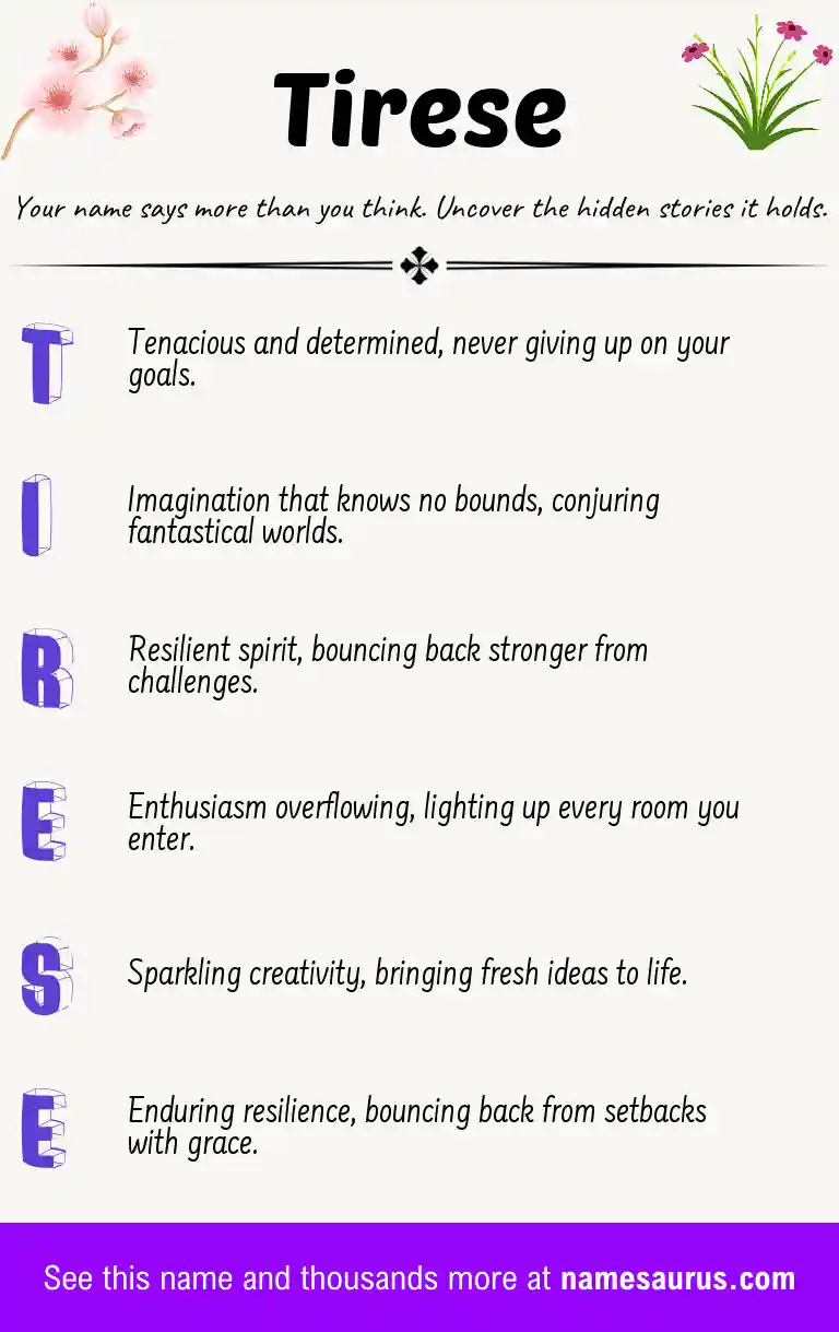 Acrostic poem about Tirese.