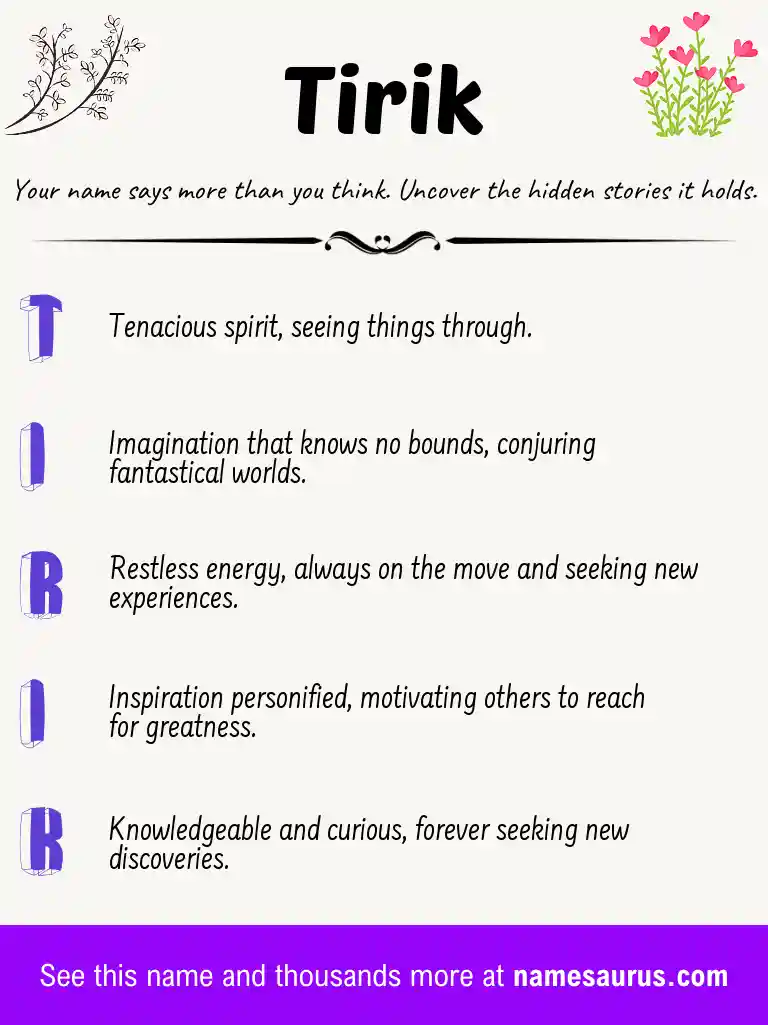 Acrostic poem about Tirik.