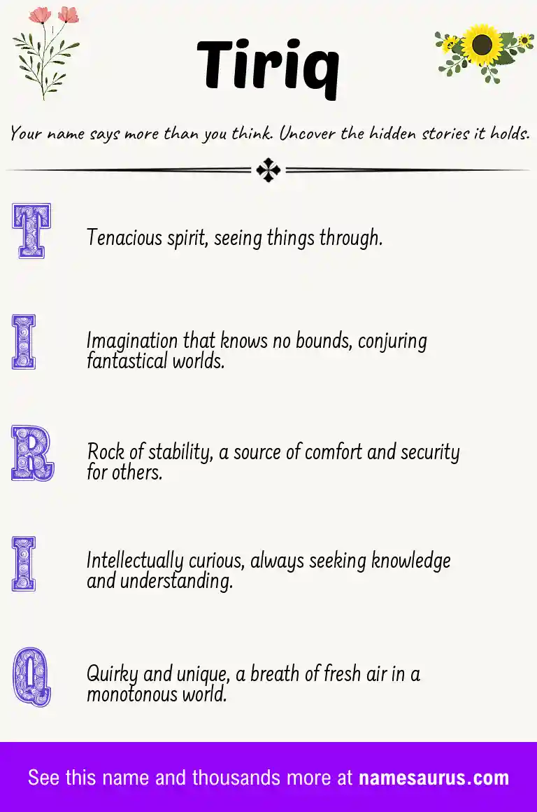 Acrostic poem about Tiriq.