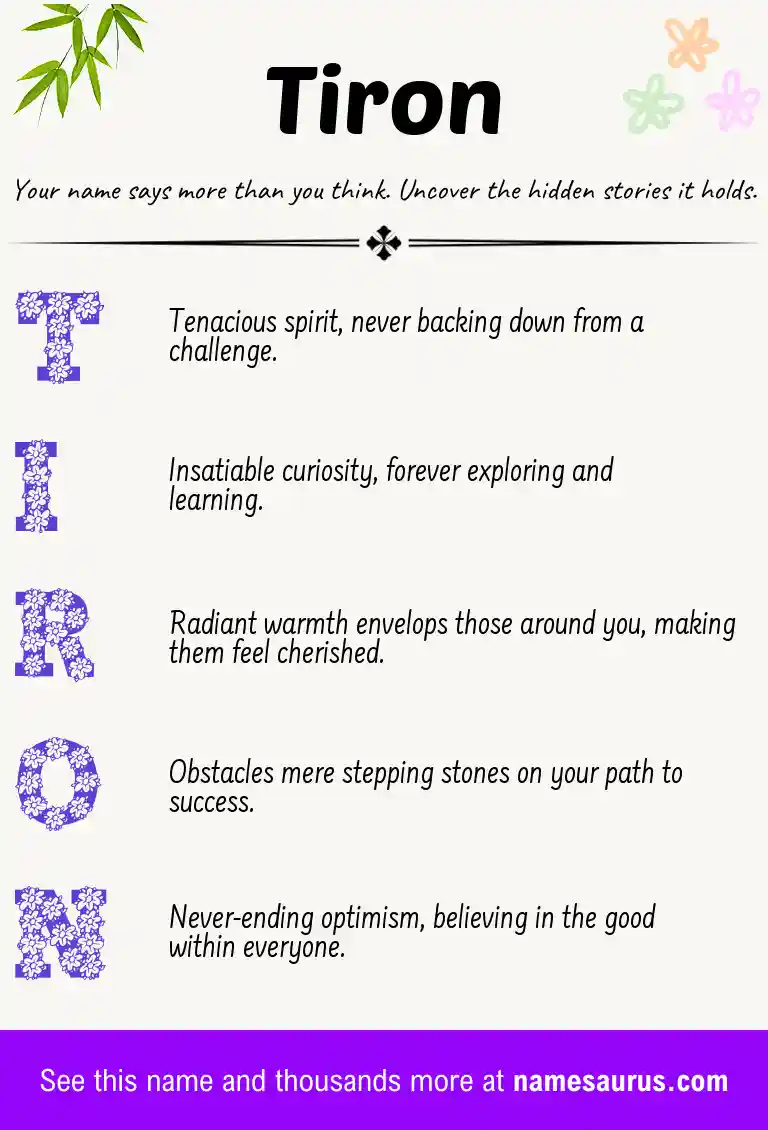 Acrostic poem about Tiron.