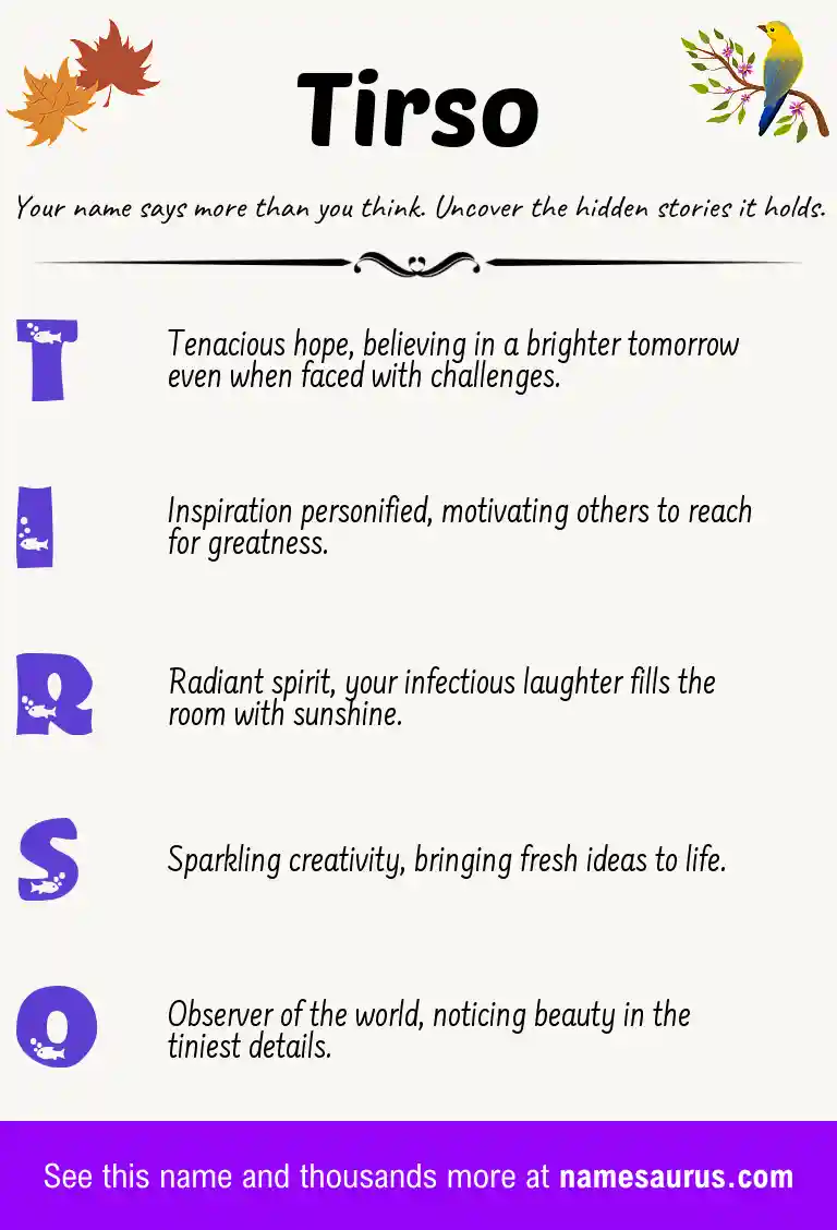 Acrostic poem about Tirso.