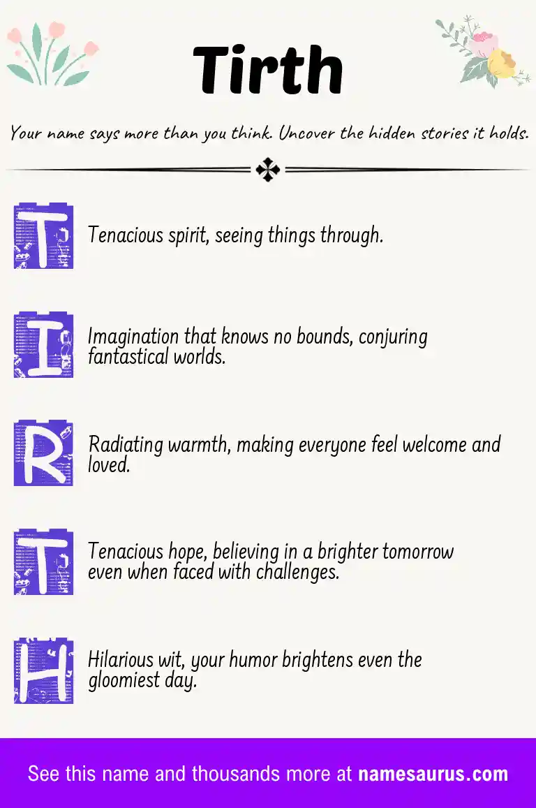 Acrostic poem about Tirth.