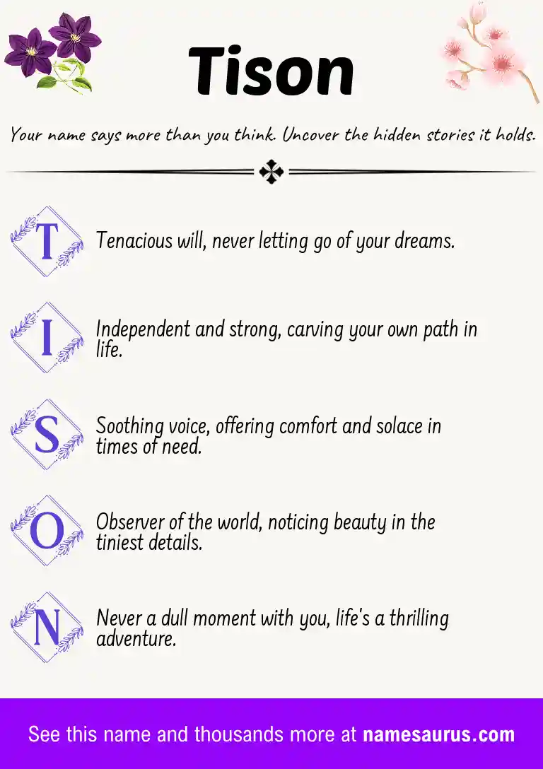 Acrostic poem about Tison.