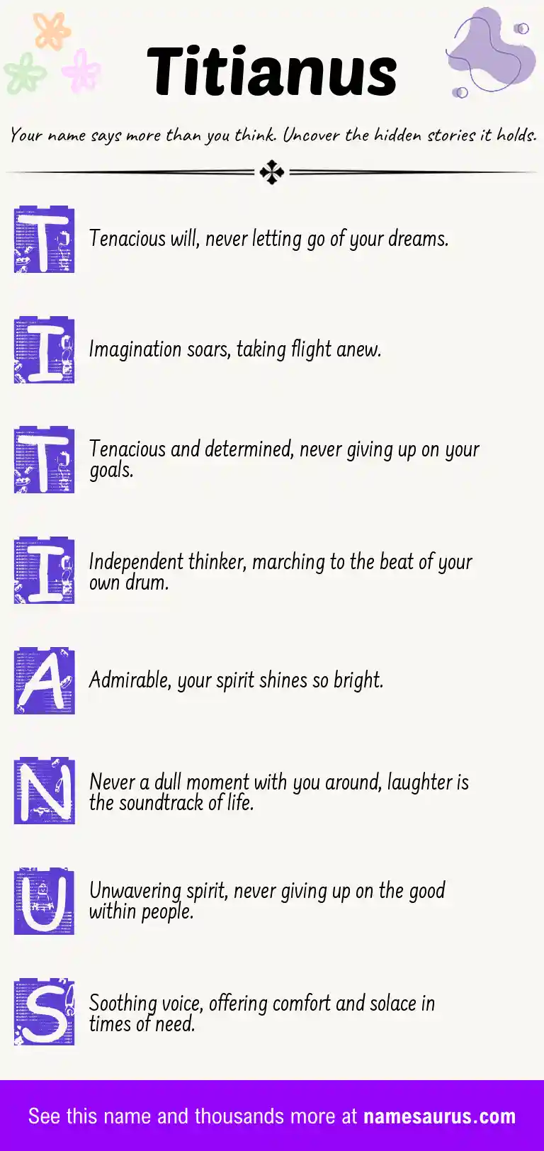 Acrostic poem about Titianus.