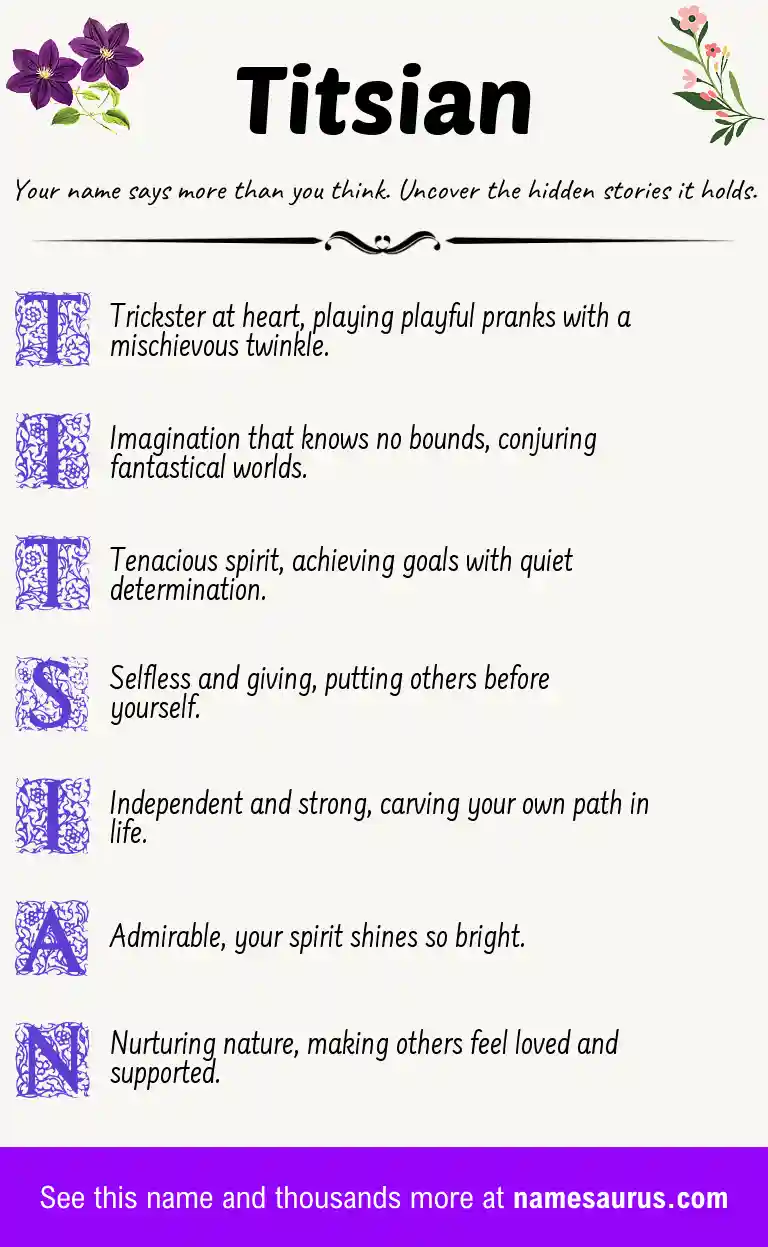 Acrostic poem about Titsian.