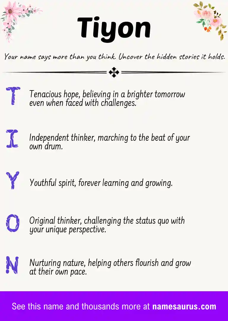 Acrostic poem about Tiyon.