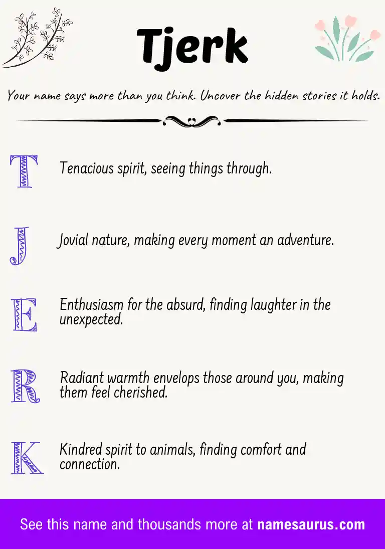 Acrostic poem about Tjerk.