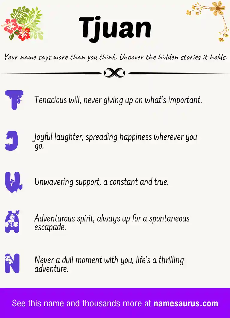 Acrostic poem about Tjuan.