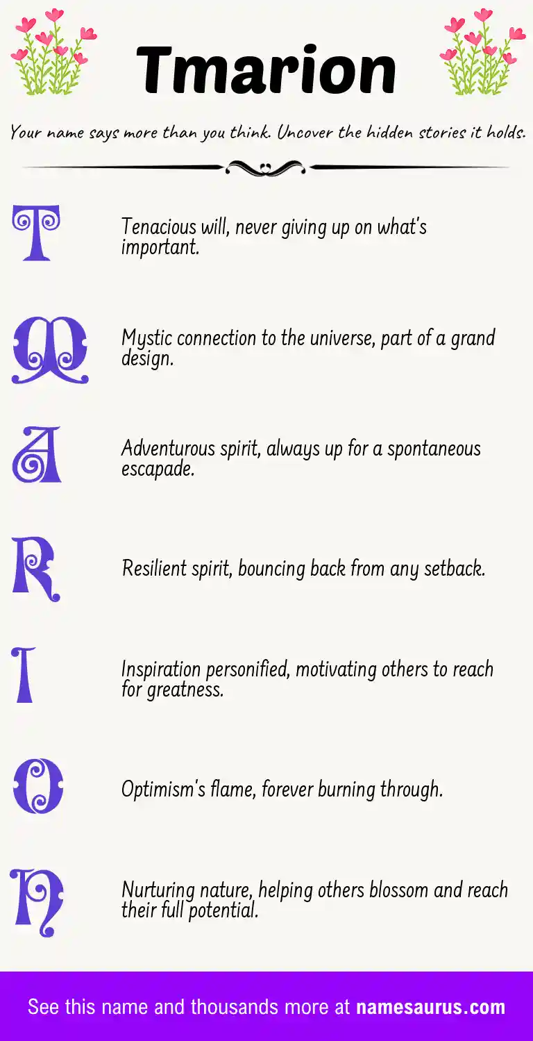 Acrostic poem about Tmarion.
