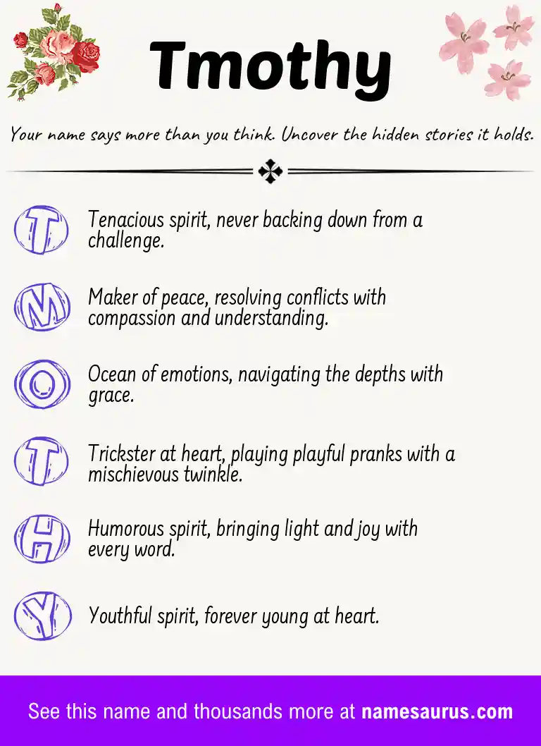 Acrostic poem about Tmothy.