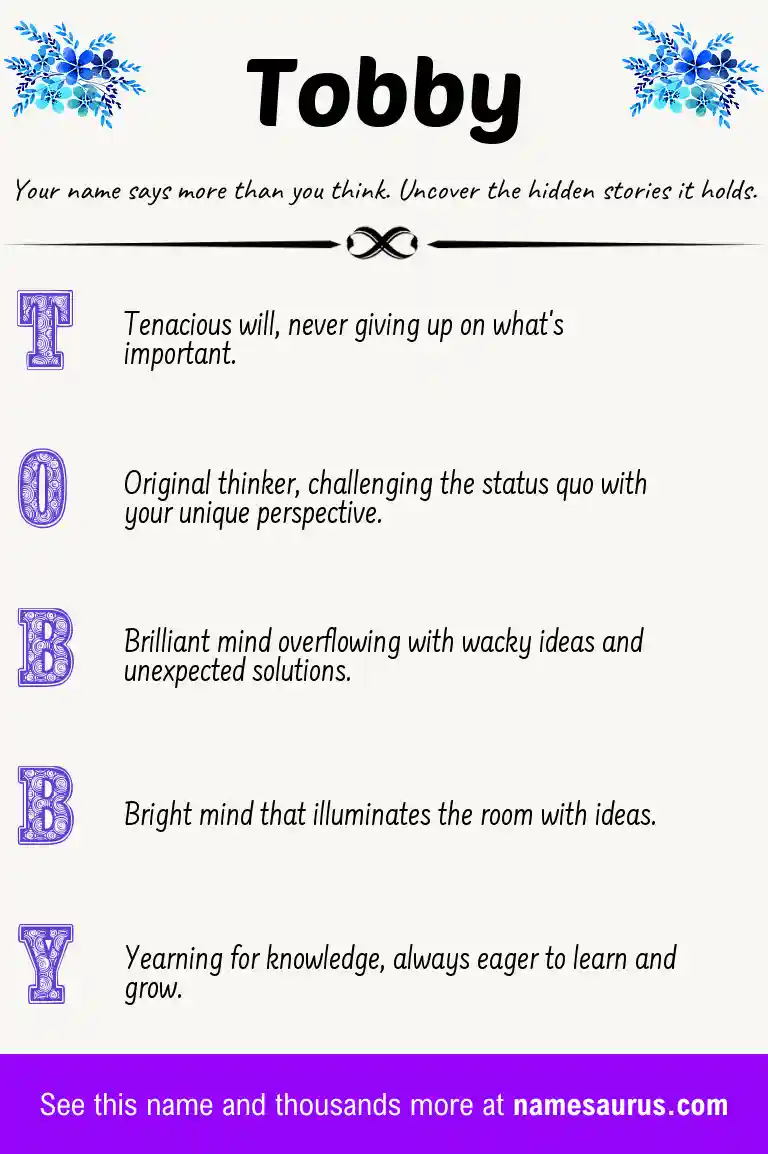 Acrostic poem about Tobby.
