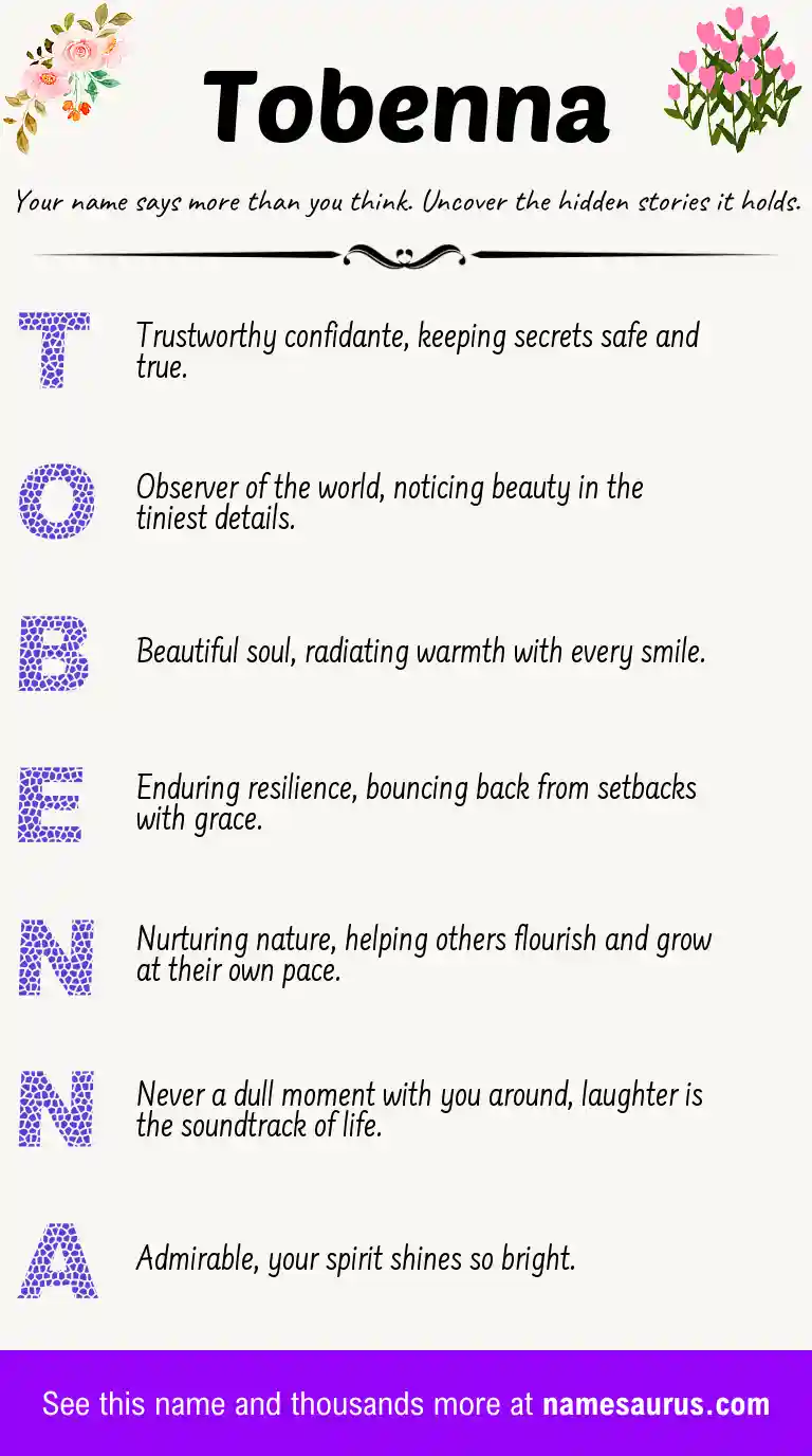 Acrostic poem about Tobenna.