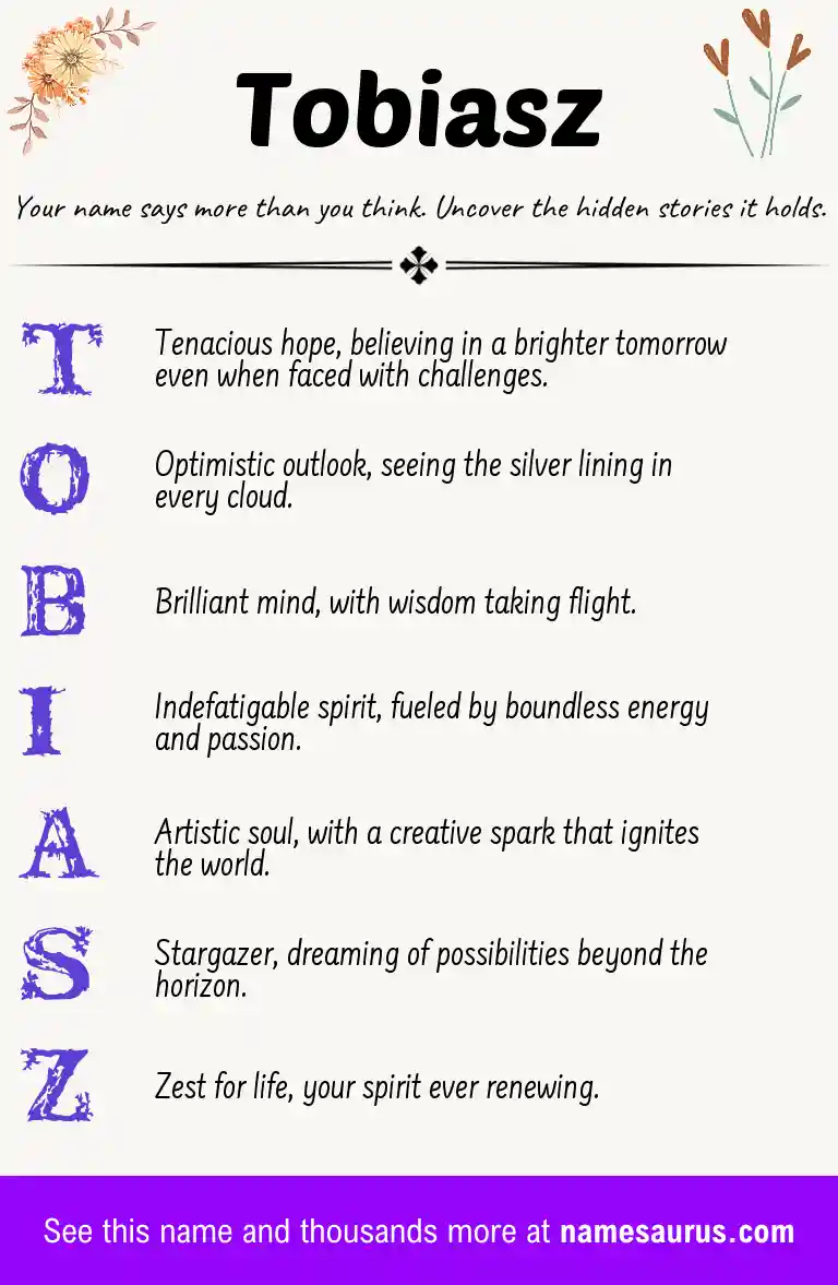 Acrostic poem about Tobiasz.