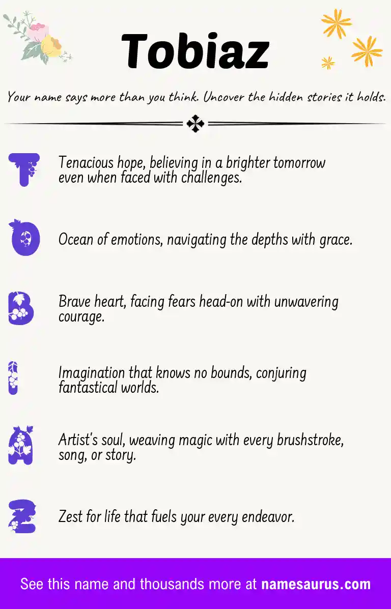 Acrostic poem about Tobiaz.
