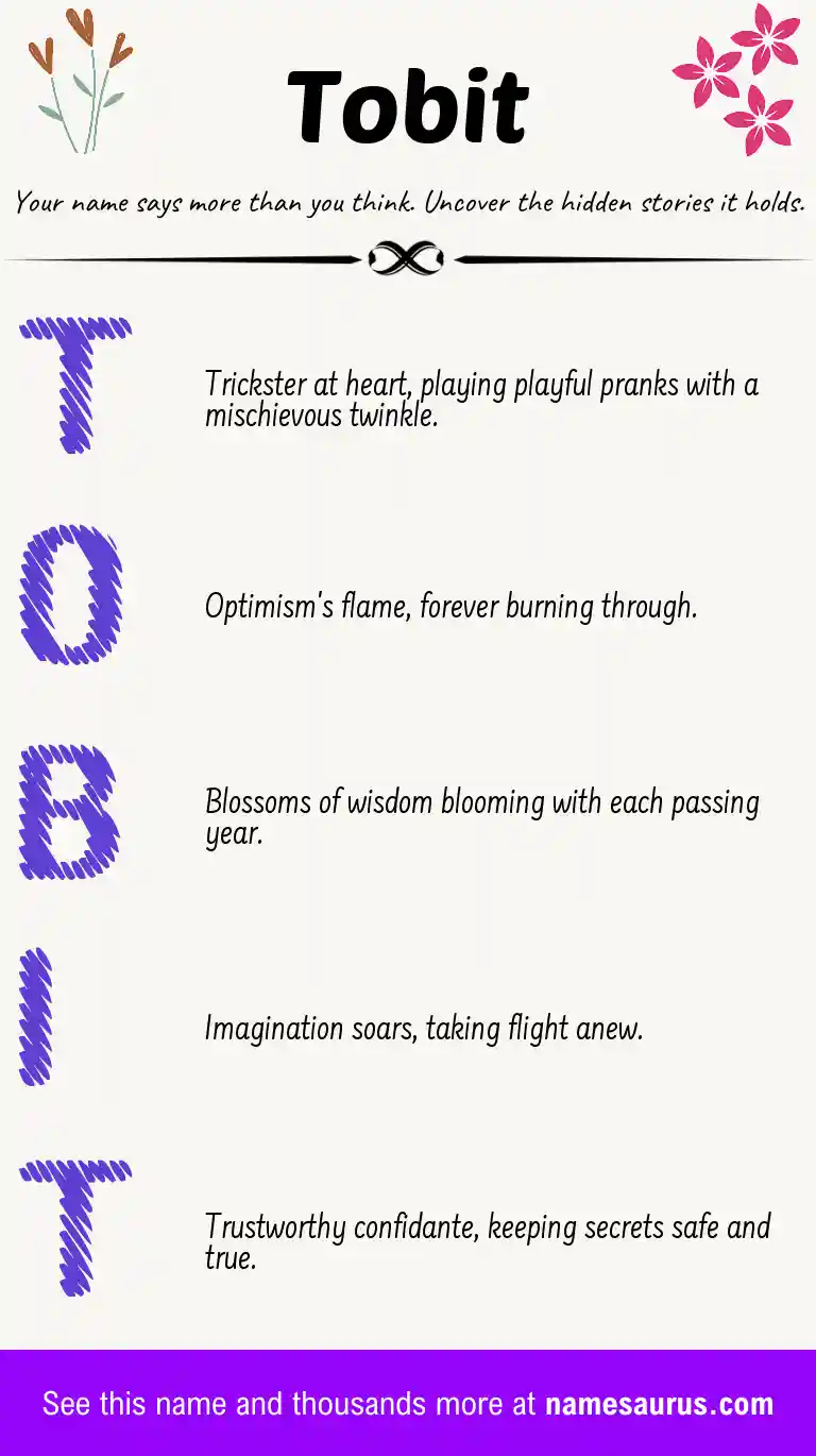 Acrostic poem about Tobit.