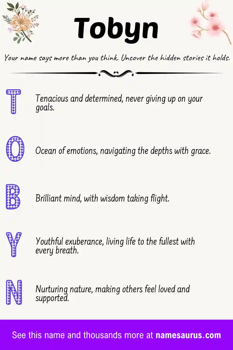 Acrostic poem about Tobyn.